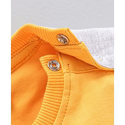 Babyhug Full Sleeves Winter Wear T-Shirt with Dino Print & Interactive Applique - Yellow