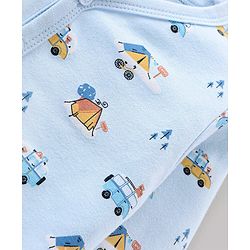 Babyhug 100% Cotton Knit Full Sleeves Vests Pack of 3 Stripes & Buses Print - Orange Blue