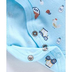 Babyhug 100% Cotton Full Sleeves Onesies Stripes & House Print Pack of 3- Multicolor