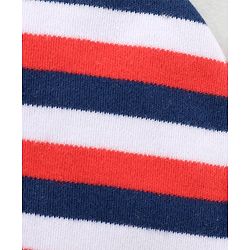 Babyhug 100% Cotton Cap Mittens & Booties Striped Red - Diameter 12 cm