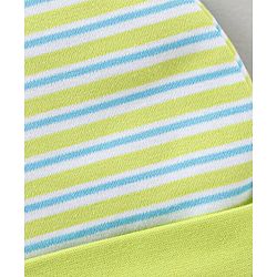 Babyhug 100% Cotton Cap Mittens & Booties Striped Green - Cap Diameter 10.5 cm