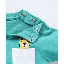 Babyhug Cotton Knit Half Sleeves Striped & Wild Animal Printed T-Shirts Pack of 3 - Blue & Yellow