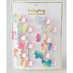 Babyhug Bow & Butterfly Clips Pack of 12 - Multicolor