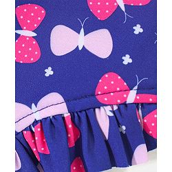 Babyhug Sleeveless V Cut Swimsuit Butterfly Print- Blue & Pink