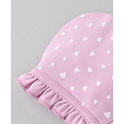 Babyhug 100% Cotton Cap Heart Print Pack of 2 Blue Purple - Diameter 12 cm