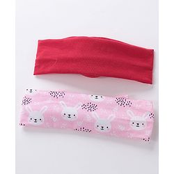 Babyhug Free Size Headbands with Printed Bow & Bun Applique Pack of 2 - Multicolour