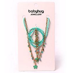 Babyhug Flower Charm With Chain Neck Piece & Bracelets - Blue