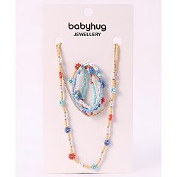 Babyhug Flower Beads With Chain Neck Piece & Bracelets - Multicolour