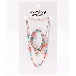 Babyhug Free Size Neck Piece & Bracelet Set- Multicolor