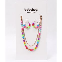 Babyhug Free Size Neck Piece & Earrings Set- Multicolor
