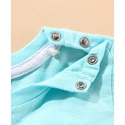 Babyhug Cotton Dungaree and Half Sleeves T-Shirt Set Dino Print - Light Blue White