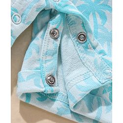 Babyhug 100% Cotton Dungaree and Half Sleeves T-Shirt Set Pine Tree Print - Blue White