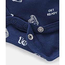 Babyhug 100% Cotton Full Sleeves Onesie Rugby Print - Navy Blue