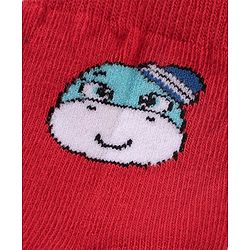 Cute Walk by Babyhug Ankle Length Anti Bacterial Striped Socks Pack Of 3 - Red Black
