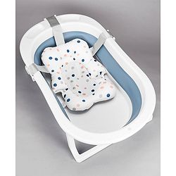 Babyhug Foldable Bath Tub with Printed Cushion - Blue