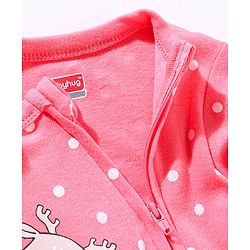 Babyhug Cotton Full Sleeves Sleepsuit Deer & Dot Print- Pink