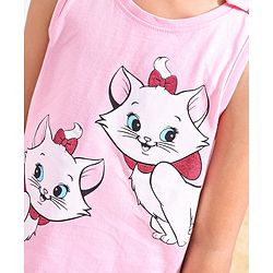Babyhug 100% Cotton Sleeveless Tee With Marie Print & Bow Detailing- Pink