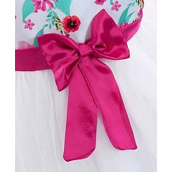 Babyhug Cap Sleeves Frock HD Floral Print - Off White