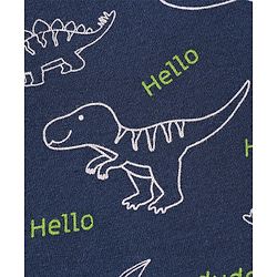 Babyhug Cotton Knit Full Sleeves Nightsuit Dino Print - Blue