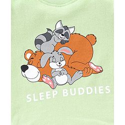 Babyhug Cotton Knit Full Sleeves Night Suit Bear Print - Green