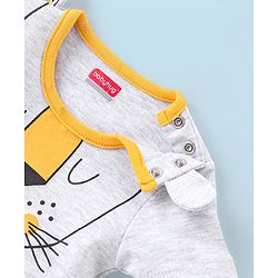 Babyhug Cotton Half Sleeves Onesie Lion Print- Grey