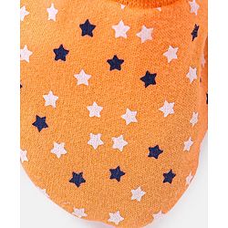 Babyhug 100% Cotton Knit Stars Printed Booties - Orange