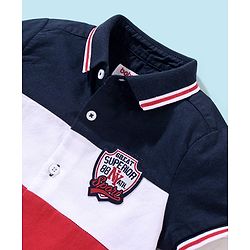 Babyhug 100% Cotton Half Sleeves Solid Oxford Shirt Cut & Sew Pattern - Red & Blue
