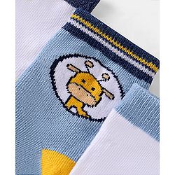 Cutewalk by Babyhug Ankle Length Anti-bacterial Cotton Knit Blend Socks Giraffe Design Pack of 5 - Multicolour
