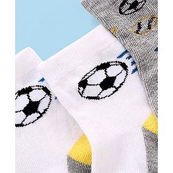 Cutewalk by Babyhug Ankle Length Anti-bacterial Cotton Knit Blend Socks Football and Striped Design Pack of 3 - Multicolour