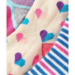 Cute Walk by Babyhug Cotton Anti Bacterial Ankle Length Socks Heart & Stripes Design Pack of 5 - Multicolour