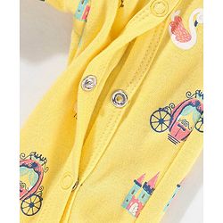 Babyhug Cotton Full Sleeves Sleep Suit Castle Print - Yellow