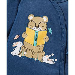Babyhug Cotton Full Sleeves Sleep Suit Rabbit Printed - Blue