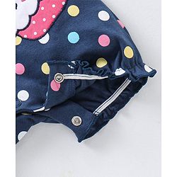 Babyhug Flutter Sleeves 100% Cotton Polka Dots Romper - Navy Blue