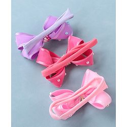 Babyhug Free Size Headbands with Bow Applique Pack of 3 - Pink & Purple