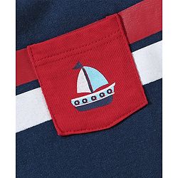 Babyhug Cotton Knit Half Sleeves T-Shirt Yatch Print - Navy Blue