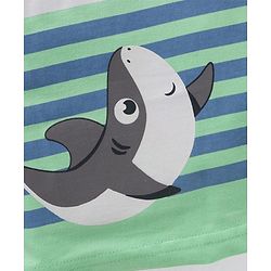 Babyhug Cotton Half Sleeves T-Shirt Stripes & Shark Print Pack of 3 - Blue Green