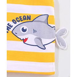 Babyhug Cotton Sleeveless T-Shirt Shark Print - Yellow