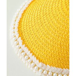 Babyhug Crochet Straw Hat With Bow Yellow - Diameter 37 cm