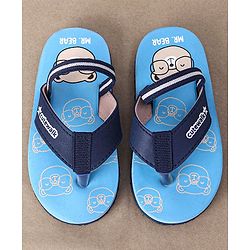 Cute Walk by Babyhug Flip Flops With Back Strap Bear Print - Blue