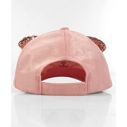 Babyhug Baseball Cap Ear Applique & Kitty Embroidery Pink- Cap Circumference 51 cm