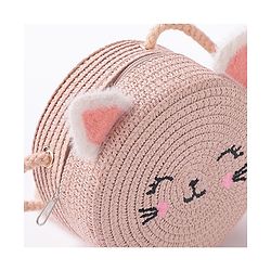 Babyhug Straw Hat With Bow & Purse - Brown & Pink