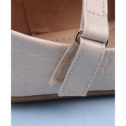 Cute Walk by Babyhug Velcro Closure Bellies With Flower Applique- Beige