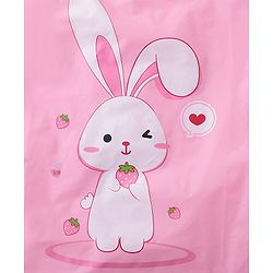Babyhug Three Forth Sleeves Hooded Raincoat Bunny Print - Pink