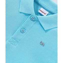 Babyhug Cotton Knit Half Sleeves Polo T-Shirt Solid - Blue