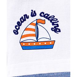 Babyhug Cotton Half Sleeves Cut & Sew T-Shirt Ocean Is Calling Embroidery - Blue & White