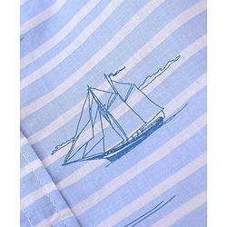 Babyhug 100% Cotton Half Sleeves Stripe with Boat Print Shirt - Blue