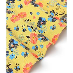Babyhug 100% Cotton Sleeveless Frock With Bow Applique & Floral Print - Yellow