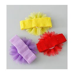 Babyhug Headbands with Flower Applique Free Size Pack of 3 - Yellow & Purple