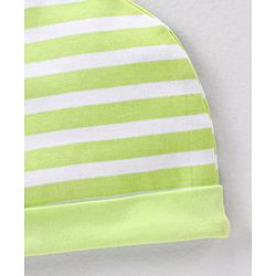 Babyhug 100% Cotton Striped Cap Mittens & Booties - Cap Diameter 10 cm