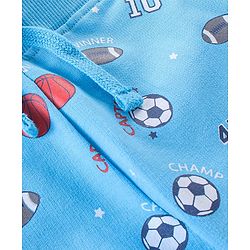 Babyhug Cotton Full Length Football Print Lounge Pants Pack of 2 - Blue & Red